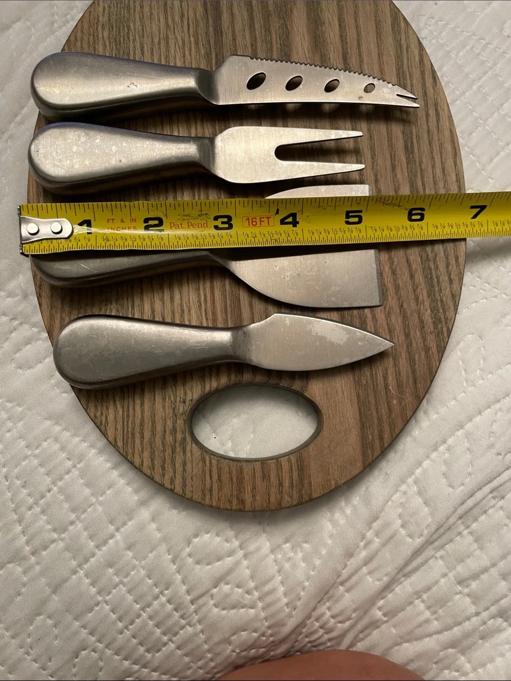 Set of 4 CROFTON Modern Brushed Stainless Steel Cheese Knives & Fork Set